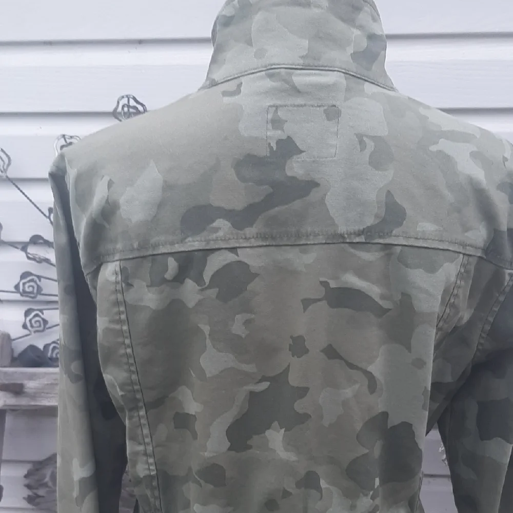 Old🚢Navy Camouflage Full Zippered Snap Snap Pockets Jacket Size M - Picture 4 of 7